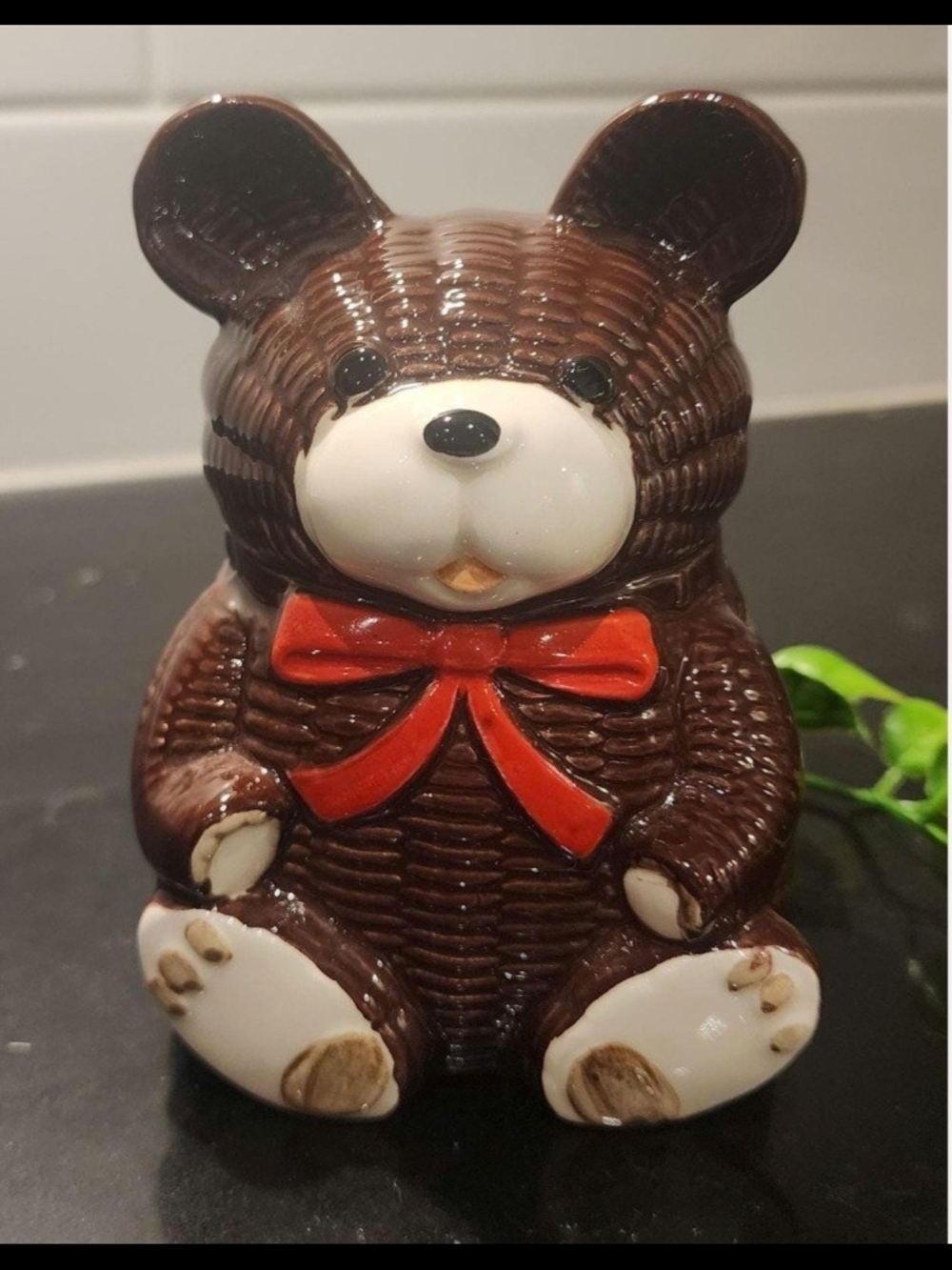 Vintage D.M.C. Japan Teddy Bear Coin Bank – Small Collectible Size, Hand-Painted